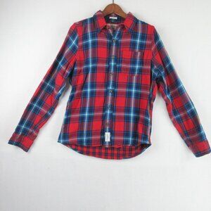 Abercrombie & Fitch Red Flannel Plaid Jacket Size M Buttoned Muscle Jacket